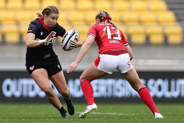 WXV1 rugby match between Canada and Wales Sarah-Maude Lachance of Canada during the WXV1 rugby match between Canada and Wales at Sky Stadium in Wellington, New Zealand on Saturday October 21, 2023. Wellington Sky Stadium Wellington New Zealand Copyright: xAaronxGillionsx 20231021wxv1g2_034