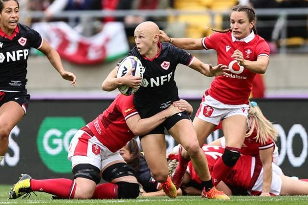 WXV1 rugby match between Canada and Wales Olivia Apps of Canada during the WXV1 rugby match between Canada and Wales at Sky Stadium in Wellington, New Zealand on Saturday October 21, 2023. Wellington Sky Stadium Wellington New Zealand Copyright: xAaronxGillionsx 20231021wxv1g2_042