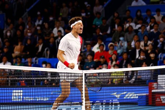 October 21, 2023, Tokyo, Japan: Ben SHELTON (USA) reacts during the semi-final match against Marcos GIRON (USA) for the Kinoshita Group Japan Open Tennis Championships 2023 at the Ariake Coliseum. This is the longest-running ATP, Tennis Herren Tour tournament in Asia, first held in 1972. The tournament runs from October 16 to 22. Shelton won 6(2)-7(7), 7(7)-6(5), 6-4. Tokyo Japan - ZUMAm191 20231021_aap_m191_040 Copyright: xRodrigoxReyesxMarinx