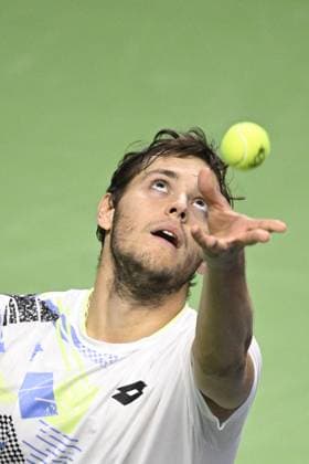 STOCKHOLM 20231021 Russias Pavel Kotov during the semifinals against Miomir Kecmanovic of Serbia during the Nordic Open tennis tournament at the Royal Tennis Hall in STOCKHOLM, Sweden x10040x  Copyright: xAndersxWiklund TTx TENNIS NORDIC OPEN 2023