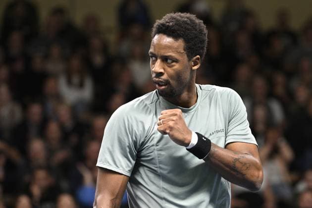 Gael Monfils of France gestures during the semifinal against Laslo Djere of Serbia during the ATP Nordic Open tennis tournament in the Royal Tennis Hall in Stockholm, Sweden, on Oct 21, 2023 STOCKHOLM SWEDEN TENNIS x10040x  Copyright: xAndersxWiklund TTx SWEDEN TENNIS NORDIC OPEN