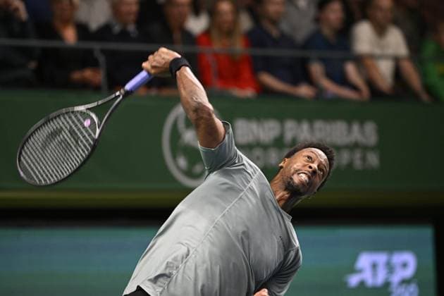 Gael Monfils of France in action during the semifinal against Laslo Djere of Serbia during the ATP Nordic Open tennis tournament in the Royal Tennis Hall in Stockholm, Sweden, on Oct 21, 2023 STOCKHOLM SWEDEN TENNIS x10040x  Copyright: xAndersxWiklund TTx SWEDEN TENNIS NORDIC OPEN
