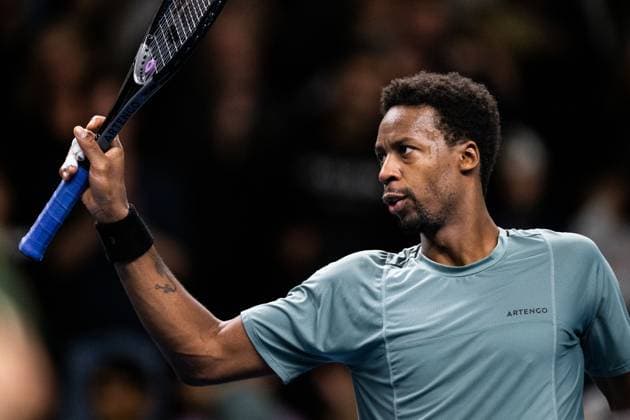 231021 Gael Monfils of France celebrates during day 8 of the Nordic Open tennis tournament on October 21, 2023 in Stockholm Photo Emma Wallskog BILDBYRAN COP 320 EW0274 tennis nordic open day 8 bbeng jubel  Copyright: EMMAxWALLSKOG BB231021EW064