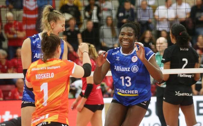 Stuttgart , Volleyball Bundesliga Women , Allianz MTV Stuttgart vs Rote Raben Vilsbiburg , Krystal Rivers Stuttgart