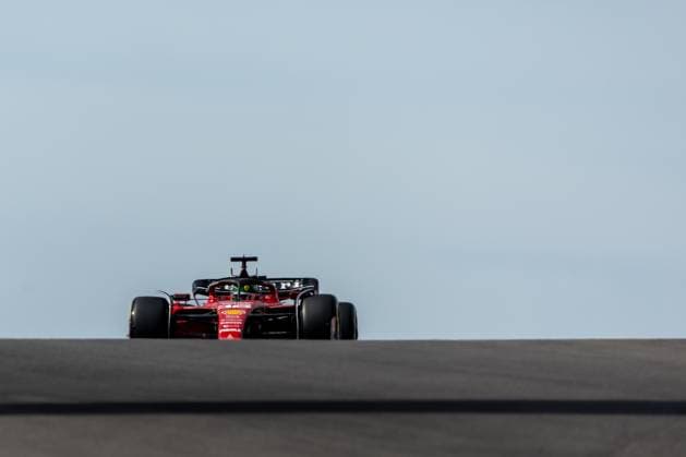 AUSTIN, TX - OCTOBER 21: Scuderia Ferrari driver Charles Leclerc (16) of Monaco crests the hill just before turn 10 during the sprint shootout of the Formula 1 Lenovo United States Grand Prix on October 21, 2023, at Circuit of The Americas in Austin, Texas. (Photo by David Buono Icon Sportswire) AUTO: OCT 21 F1 United States Grand Prix EDITORIAL USE ONLY Icon2310210111