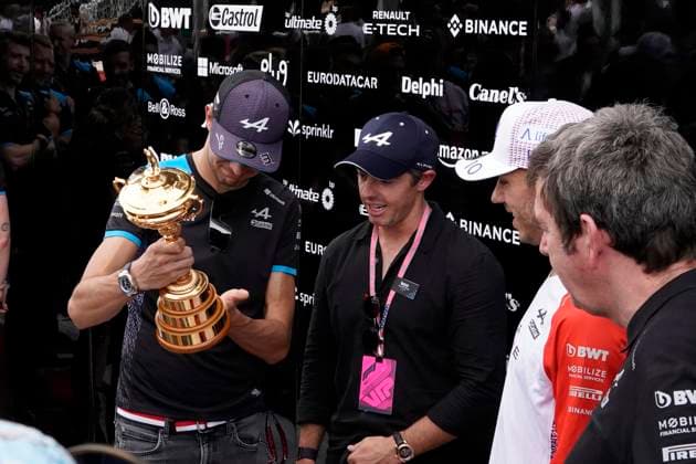 October 21, 2023, Austin, TX, USA: Oct. 20, 2023: Esteban Ocon 31 and Rory Mcilroy during the FIA Formula 1 Lenovo United States Grand Prix in Austin Tx at Circuit of the Americas. Brook Ward Austin USA - ZUMAa234 20231021_zsa_a234_035 Copyright: xAMGx