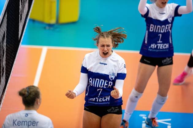 2 Bundesliga Women Pro Schwarz Weiss Erfurt vs Binder Blaubaeren TSV Flacht Erfurt 21 10 2023 Larissa Maierhoefer 7 Binder Blaubaeren TSV Flacht 2 Bundesliga Women Pro Schwarz Weiss Erfurt vs Binder Blaubaeren TSV Flacht Riethsporthalle Erfurt 21 10 2023 Copyright: xBEAUTIFULxSPORTS Duehringx
