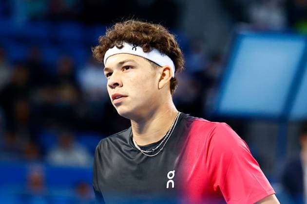 October 22, 2023, Tokyo, Japan: Ben Shelton (USA) in action against Aslan KARATSEV (RUS) during their singles final match of the Kinoshita Group Japan Open Tennis Championships 2023 at the Ariake Coliseum. This is the longest-running ATP, Tennis Herren Tour tournament in Asia, first held in 1972. The tournament runs from October 16 to 22. Tokyo Japan - ZUMAm191 20231022_aap_m191_015 Copyright: xRodrigoxReyesxMarinx