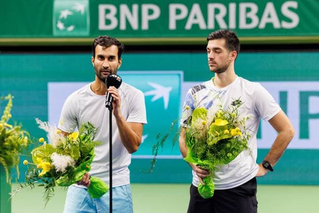 231022 Yuki Bhambri of India and Julian Cash of Great Britain during day 9 of the Nordic Open tennis tournament on October 22, 2023 in Stockholm Photo Michael Campanella BILDBYRAN COP 313 MC0070 tennis nordic open day 9 finals bbeng  Copyright: MICHAELxCAMPANELLA BB231022MC030