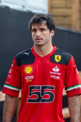 AUSTIN, TX - OCTOBER 22: Scuderia Ferrari driver Carlos Sainz (55) of Spain enters the paddock before the Formula 1 Lenovo United States Grand Prix on October 22, 2023, at Circuit of The Americas in Austin, Texas. (Photo by David Buono Icon Sportswire) AUTO: OCT 22 F1 United States Grand Prix EDITORIAL USE ONLY Icon2310220061