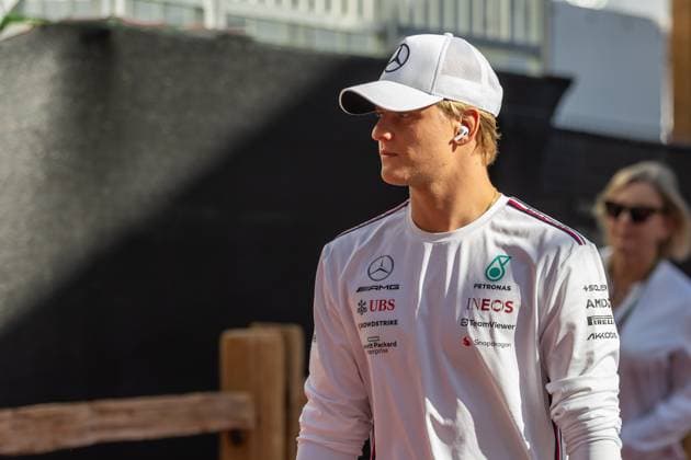 AUSTIN, TX - OCTOBER 22: Mercedes AMG Petronas F1 Team reserve driver Mick Schumacher (47) enters the paddock before the Formula 1 Lenovo United States Grand Prix on October 22, 2023, at Circuit of The Americas in Austin, Texas. (Photo by David Buono Icon Sportswire) AUTO: OCT 22 F1 United States Grand Prix EDITORIAL USE ONLY Icon2310220321