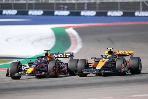 Lando Norris - McLaren and Max Verstappen - Red Bull Racing fight for the first place during the United States Grand Prix 2023 - 22th of October 2023 Â Copyright: xLUBOMIRxASENOVx