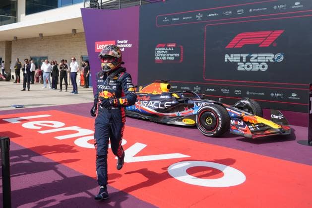 Max Verstappen - Red Bull Racing celebrates after his win at the United States Grand Prix 2023 - 22th of October 2023 Â Copyright: xLUBOMIRxASENOVx