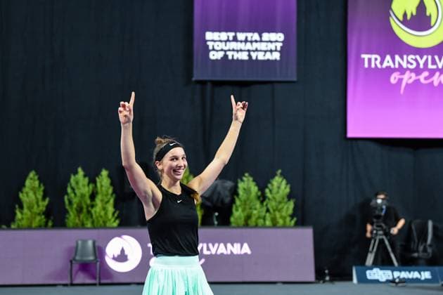 Transylvania Open 2023: Final Tamara Korpatsch celebrating during Trasylvania Open Finals: WTA, Tennis Damen Tennis Damen 250 Tournament in Cluj-Napoca, BT Arena Cluj-Napoca Romania  Copyright: xFlaviuxBuboix originalFilename:buboi-notitle231022_npQmd.jpg
