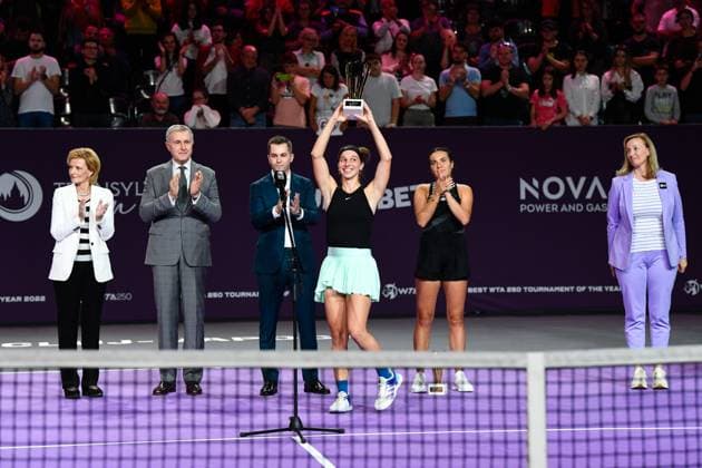 Transylvania Open 2023: Final Tamara Korpatsch, Principesa Margareta, Principele Radu Patrick Ciorcila, Martina Lutkova, Elena-Gabriela Ruse during Trasylvania Open Finals: WTA, Tennis Damen Tennis Damen 250 Tournament in Cluj-Napoca, BT Arena Cluj-Napoca Romania  Copyright: xFlaviuxBuboix originalFilename:buboi-notitle231022_npmYF.jpg