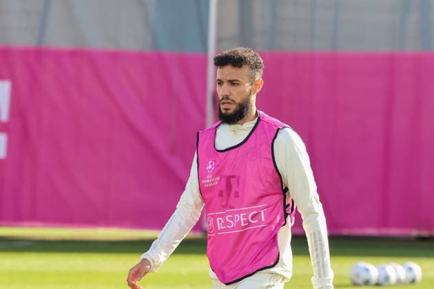 Noussair Mazraoui FC Bayern Muenchen, 40 with UEFA Champions Leage Respect leotard, final training FC Bayern Muenchen, football, season 23 24, 23 10 2023, final training FC Bayern Muenchen, football, season 23 24, 23 10 2023 Munich. Copyright: xEibner-Pressefoto JennixMaulx EP_JML