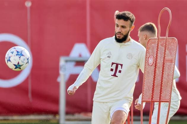 Noussair Mazraoui FC Bayern Muenchen, 40 during training with ball, final training FC Bayern Muenchen, football, season 23 24, 23 10 2023, final training FC Bayern Muenchen, football, season 23 24, 23 10 2023 Muenchen Copyright: xEibner-Pressefoto JennixMaulx EP_JML