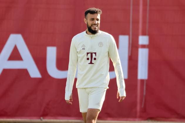 Noussair Mazraoui FC Bayern Muenchen, 40 , final training FC Bayern Muenchen, football, season 23 24, 23 10 2023, final training FC Bayern Muenchen, football, season 23 24, 23 10 2023 Munich. Copyright: xEibner-Pressefoto JennixMaulx EP_JML