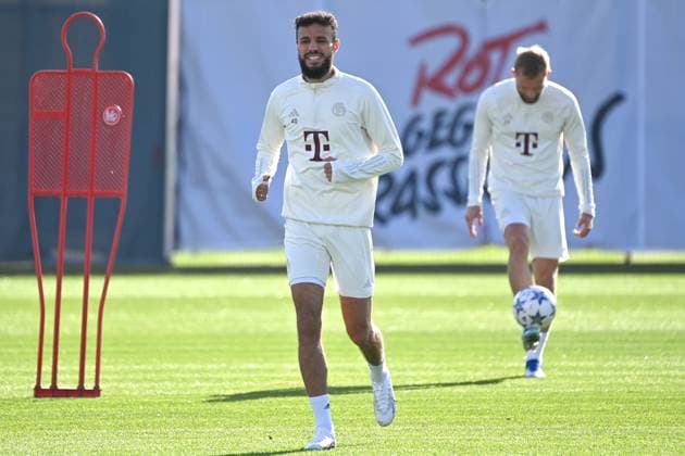 Noussair Mazraoui Bayern Muenchen action,single action,single image,crop,full body shot,whole figure final training FC Bayern before CL match against Galatasaray Istanbul on 23 10 2023,