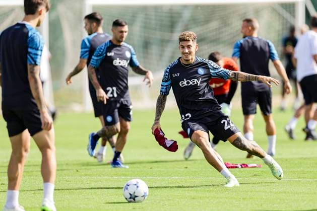 Italy: training session SSC Napoli SSC Napoli s Italian defender Giovanni Di Lorenzo during training ahead of the UEFA Champions League match against Union Berlin at the Konami Center on 23 October 2023, in Castel Volturno, Italy. ABPH6603 Copyright: xAntonioxBalascox