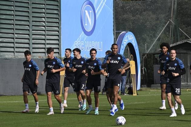October 23, 2023, NAPOLI: Napoli s players warm up during the team s training session in Castel Volturno, Italy, 23 October 2023. SSC Napoli will face Union Berlin on 24 October in their UEFA Champions League group stage match..ANSA CIRO FUSCO UEFA Champions League - Union Berlin vs SSC Napoli  - ZUMAa110 20231023_zaf_a110_011 Copyright: xCiroxFuscox