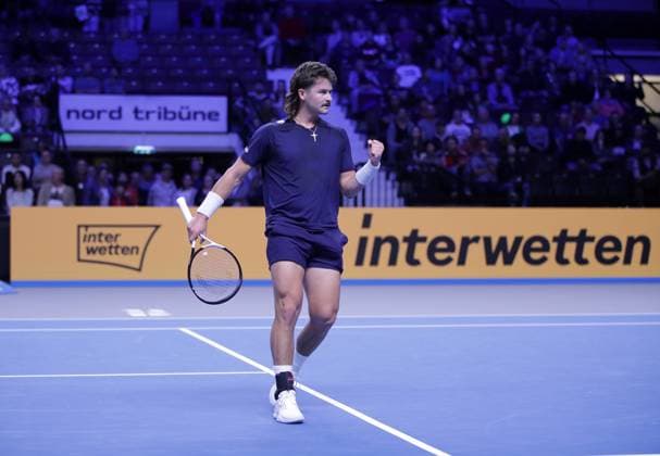 TENNIS - ATP, Tennis Herren Erste Bank Open VIENNA,AUSTRIA,23.OCT.23 - TENNIS - ATP World Tour, Erste Bank Open. Image shows the rejoicing of J.J. Wolf (USA).  GEPAxpictures xWalterxLuger