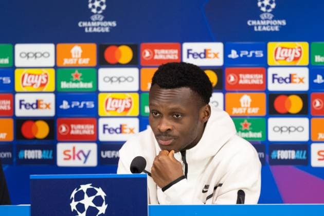 SOCCER - UEFA CL, Inter vs RBS, preview MILAN,ITALY,23.OCT.23 - SOCCER - UEFA Champions League, group stage, FC Internazionale Milano vs Red Bull Salzburg, preview, press conference, PK, Pressekonferenz RBS. Image shows Samson Baidoo (RBS). GEPAxpictures xGintarexKarpaviciute