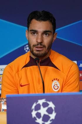 Kaan Ayhan of Galatasaray during the press conference, PK, Pressekonferenz the day before the UEFA Champions League match between Galatasaray and Bayern Munich on October 24 , 2023 at Rams Park October 23 , 2023 in Istanbul, Turkey. ( Photo by Seskimphoto ) 