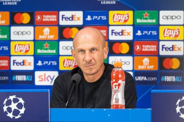 SOCCER - UEFA CL, Inter vs RBS, preview MILAN,ITALY,23.OCT.23 - SOCCER - UEFA Champions League, group stage, FC Internazionale Milano vs Red Bull Salzburg, preview, press conference, PK, Pressekonferenz RBS. Image shows head coach Gerhard Struber (RBS). GEPAxpictures xGintarexKarpaviciute