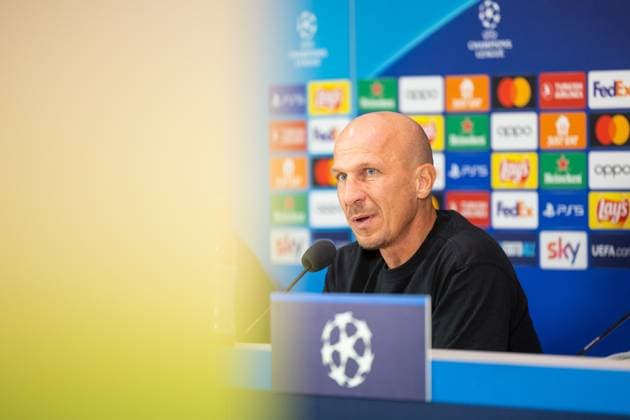 SOCCER - UEFA CL, Inter vs RBS, preview MILAN,ITALY,23.OCT.23 - SOCCER - UEFA Champions League, group stage, FC Internazionale Milano vs Red Bull Salzburg, preview, press conference, PK, Pressekonferenz RBS. Image shows head coach Gerhard Struber (RBS). GEPAxpictures xGintarexKarpaviciute