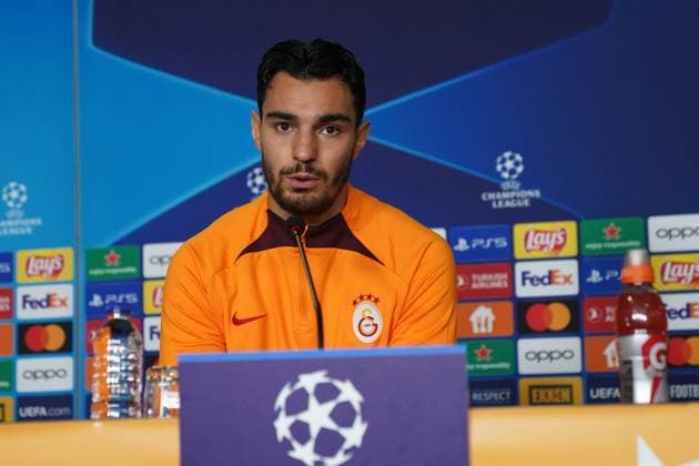Kaan Ayhan of Galatasaray during the press conference, PK, Pressekonferenz the day before the UEFA Champions League match between Galatasaray and Bayern Munich on October 24 , 2023 at Rams Park October 23 , 2023 in Istanbul, Turkey. ( Photo by Seskimphoto ) 