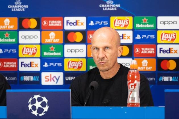 SOCCER - UEFA CL, Inter vs RBS, preview MILAN,ITALY,23.OCT.23 - SOCCER - UEFA Champions League, group stage, FC Internazionale Milano vs Red Bull Salzburg, preview, press conference, PK, Pressekonferenz RBS. Image shows head coach Gerhard Struber (RBS). GEPAxpictures xGintarexKarpaviciute
