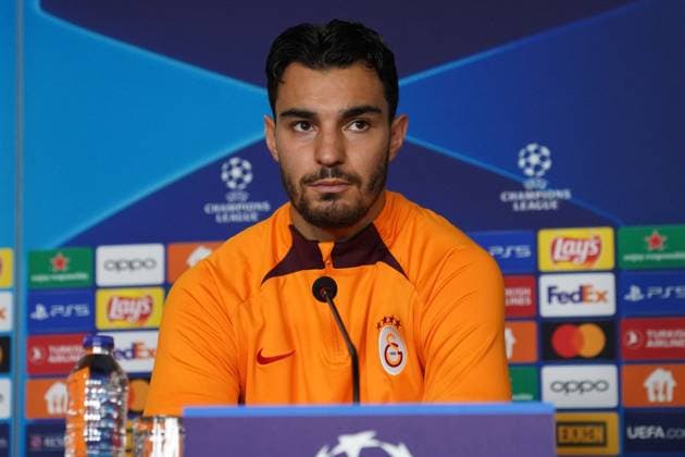 Kaan Ayhan of Galatasaray during the press conference, PK, Pressekonferenz the day before the UEFA Champions League match between Galatasaray and Bayern Munich on October 24 , 2023 at Rams Park October 23 , 2023 in Istanbul, Turkey. ( Photo by Seskimphoto ) 