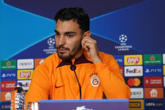 Kaan Ayhan of Galatasaray during the press conference, PK, Pressekonferenz the day before the UEFA Champions League match between Galatasaray and Bayern Munich on October 24 , 2023 at Rams Park October 23 , 2023 in Istanbul, Turkey. ( Photo by Seskimphoto ) 