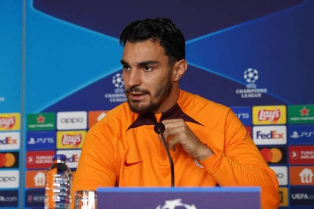 Kaan Ayhan of Galatasaray during the press conference, PK, Pressekonferenz the day before the UEFA Champions League match between Galatasaray and Bayern Munich on October 24 , 2023 at Rams Park October 23 , 2023 in Istanbul, Turkey. ( Photo by Seskimphoto ) 