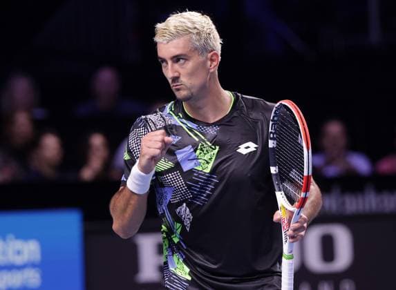 TENNIS - ATP, Tennis Herren Erste Bank Open VIENNA,AUSTRIA,23.OCT.23 - TENNIS - ATP World Tour, Erste Bank Open. Image shows the rejoicing of Sebastian Ofner (AUT).  GEPAxpictures xWalterxLuger
