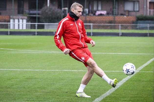 Antwerp s Ritchie De Laet pictured in action during a training of Belgian soccer team Royal Antwerp FC, on Tuesday 24 October 2023 in Antwerp. The team is preparing for tomorrow s game against Portuguese club FC Porto, on day three of the Champions League group stage, in the group H. TOM GOYVAERTS TomxGoyvaerts  x78411852x