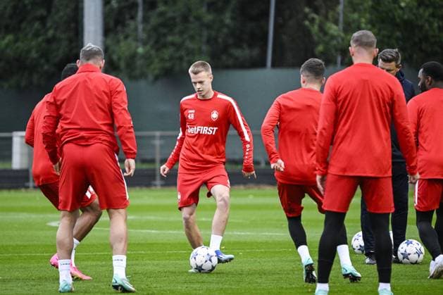 Antwerp s Arthur Vermeeren pictured in action during a training of Belgian soccer team Royal Antwerp FC, on Tuesday 24 October 2023 in Antwerp. The team is preparing for tomorrow s game against Portuguese club FC Porto, on day three of the Champions League group stage, in the group H. TOM GOYVAERTS TomxGoyvaerts  x78411888x