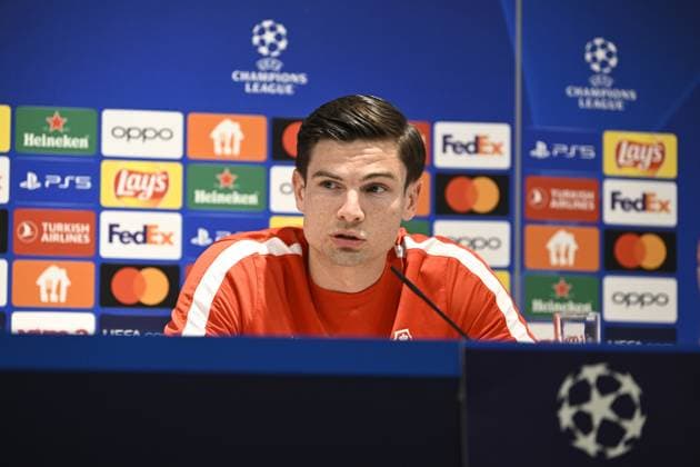 Antwerp s Jurgen Peter Ekkelenkamp pictured during a press conference, PK, Pressekonferenz of Belgian soccer team Royal Antwerp FC, on Tuesday 24 October 2023 in Antwerp. The team is preparing for tomorrow s game against Portuguese club FC Porto, on day three of the Champions League group stage, in the group H. TOM GOYVAERTS TomxGoyvaerts  x78415894x