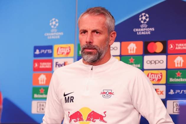 RB Leipzig PK Champions League Leipzig, 24 10 2023, RB Leipzig Football Academy, UEFA Champions League , RB Leipzig press conference the day before RBL v Red Star Belgrade Fudbalski klub Crvena zvezda , In picture coach Marco Rose RB Leipzig ,