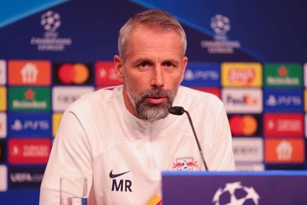 RB Leipzig PK Champions League Leipzig, 24 10 2023, RB Leipzig Football Academy, UEFA Champions League , RB Leipzig press conference the day before RBL v Red Star Belgrade Fudbalski klub Crvena zvezda , In picture coach Marco Rose RB Leipzig ,