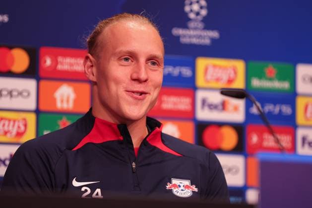 RB Leipzig PK Champions League Leipzig, 24 10 2023, RB Leipzig Football Academy, UEFA Champions League , RB Leipzig press conference the day before RBL v Red Star Belgrade Fudbalski klub Crvena zvezda , Pictured Xaver Schlager 24, RB Leipzig ,