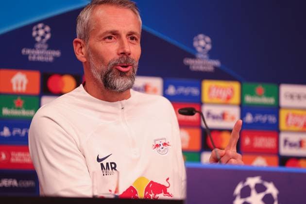 RB Leipzig PK Champions League Leipzig, 24 10 2023, RB Leipzig Football Academy, UEFA Champions League , RB Leipzig press conference the day before RBL v Red Star Belgrade Fudbalski klub Crvena zvezda , In picture coach Marco Rose RB Leipzig ,