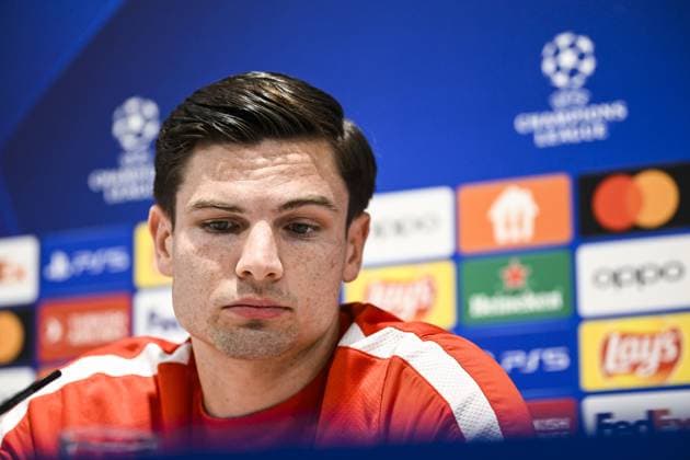 Antwerp s Jurgen Peter Ekkelenkamp pictured during a press conference, PK, Pressekonferenz of Belgian soccer team Royal Antwerp FC, on Tuesday 24 October 2023 in Antwerp. The team is preparing for tomorrow s game against Portuguese club FC Porto, on day three of the Champions League group stage, in the group H. TOM GOYVAERTS TomxGoyvaerts  x78417115x