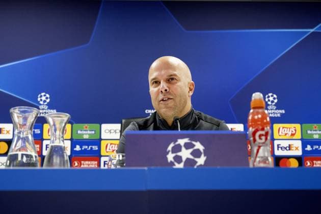 ROTTERDAM - Coach of Feyenoord Arne Slot during the MD-1 press conference, PK, Pressekonferenz prior to the UEFA Champions League match against SS Lazio Roma at Feyenoord Stadion de Kuip on October 24, 2023 in Rotterdam, Netherlands. ANP OLAF KRAAK UEFA Champions League 2023 24 2023 2024 xVIxANPxSportx xxANPxIVx 481987105 originalFilename: 481987105.jpg