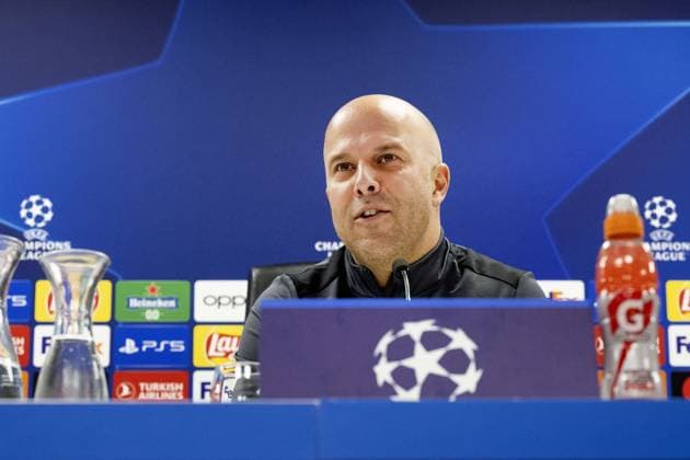 ROTTERDAM - Coach of Feyenoord Arne Slot during the MD-1 press conference, PK, Pressekonferenz prior to the UEFA Champions League match against SS Lazio Roma at Feyenoord Stadion de Kuip on October 24, 2023 in Rotterdam, Netherlands. ANP OLAF KRAAK UEFA Champions League 2023 24 2023 2024 xVIxANPxSportx xxANPxIVx 481987113 originalFilename: 481987113.jpg