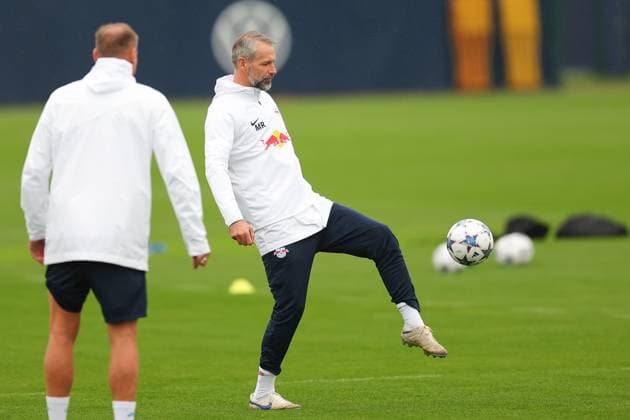 RB Leipzig training Championsleague Leipzig, 24 10 2023, training center at Cottaweg, season 2023 2024, UEFA Champions League , RB Leipzig final training before the match against Red Star Belgrade , In the picture coach Marco Rose ,