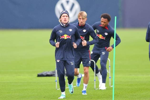 RB Leipzig training Championsleague Leipzig, 24 10 2023, training center at Cottaweg, season 2023 2024, UEFA Champions League , RB Leipzig final training before the match against Red Star Belgrade , In the picture Emil Forsberg ,