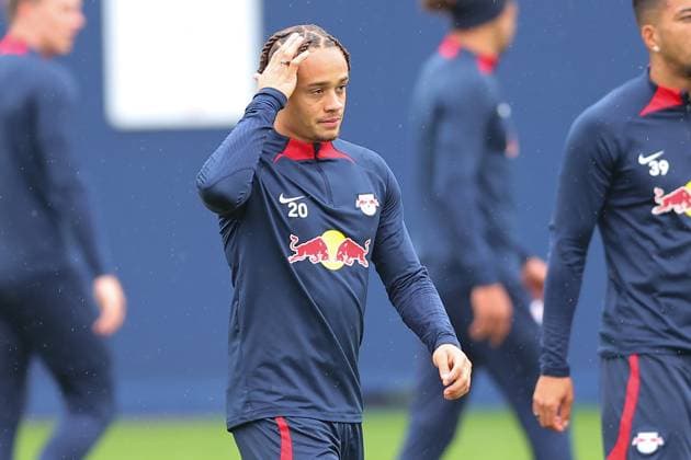 RB Leipzig training Championsleague Leipzig, 24 10 2023, training center at Cottaweg, season 2023 2024, UEFA Champions League , RB Leipzig final training before the match against Red Star Belgrade , In the picture Xavi Simons ,
