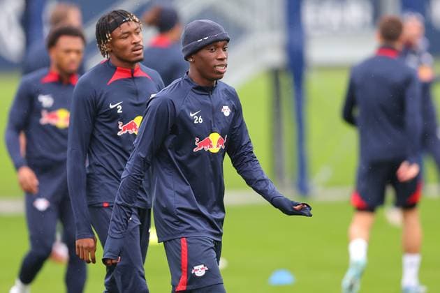 RB Leipzig training Championsleague Leipzig, 24 10 2023, training center at Cottaweg, season 2023 2024, UEFA Champions League , RB Leipzig final training before the match against Red Star Belgrade , In the picture Ilaix Moriba ,